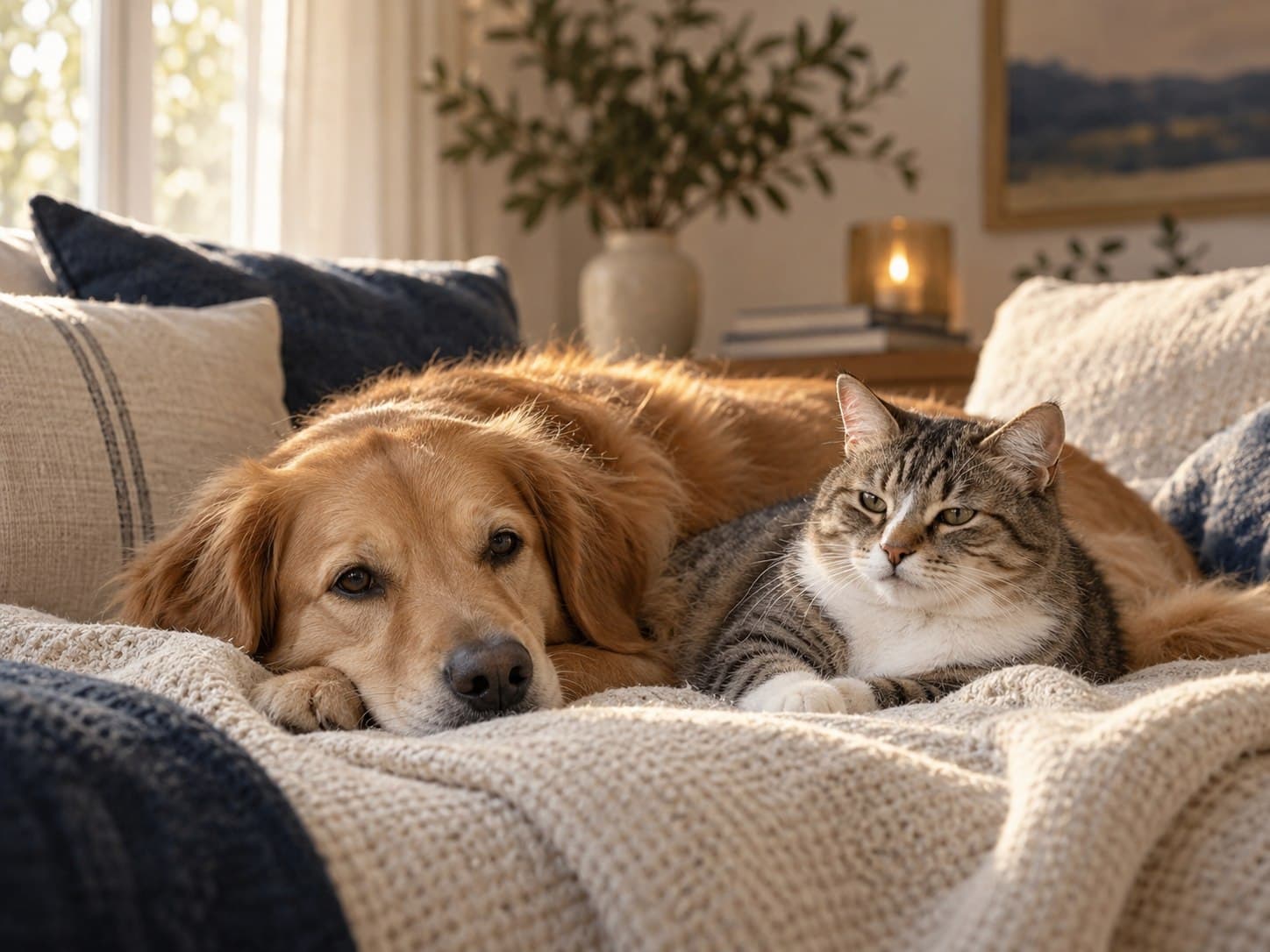 A dog and cat together